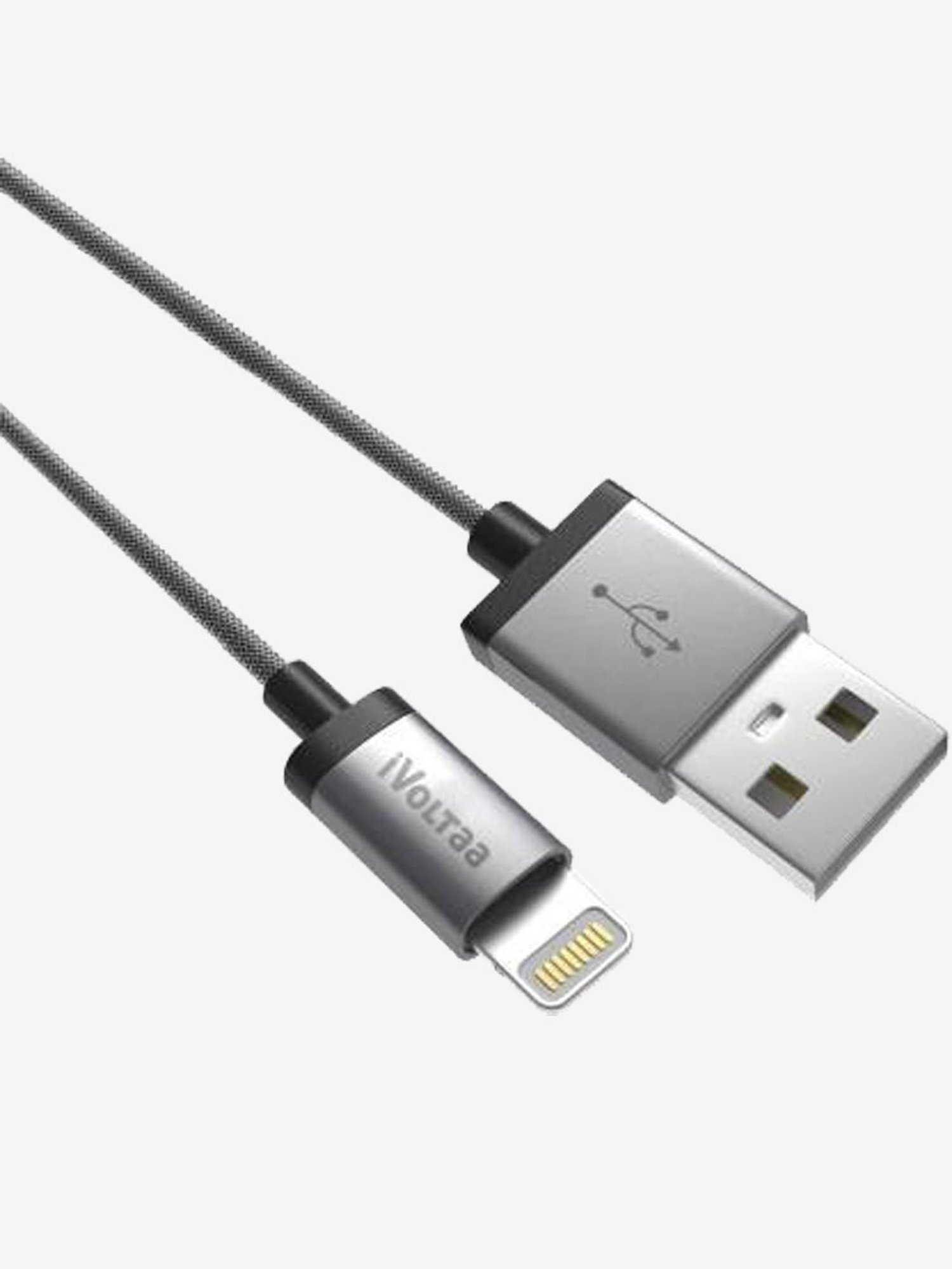 iVoltaa MFi Certified Original 6ft Metal Braided Rugged 2.1 A  Lightning Cable (Space Grey)