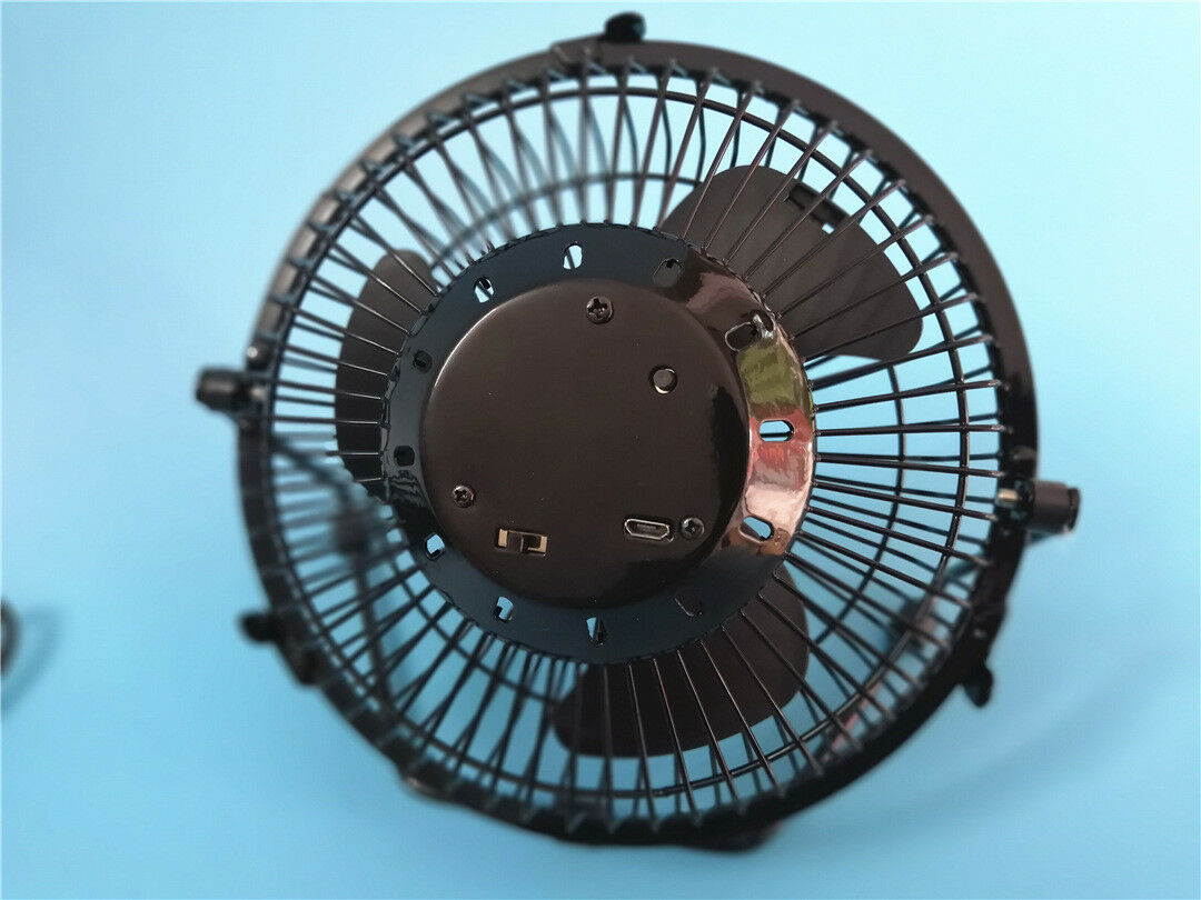 Metal Frame 1.5M USB Cable LED Fan 6" Portable Mini Cooling Fan Digital Clock Temperature Display for Office Home Desktop (Color : Black) USB Fan