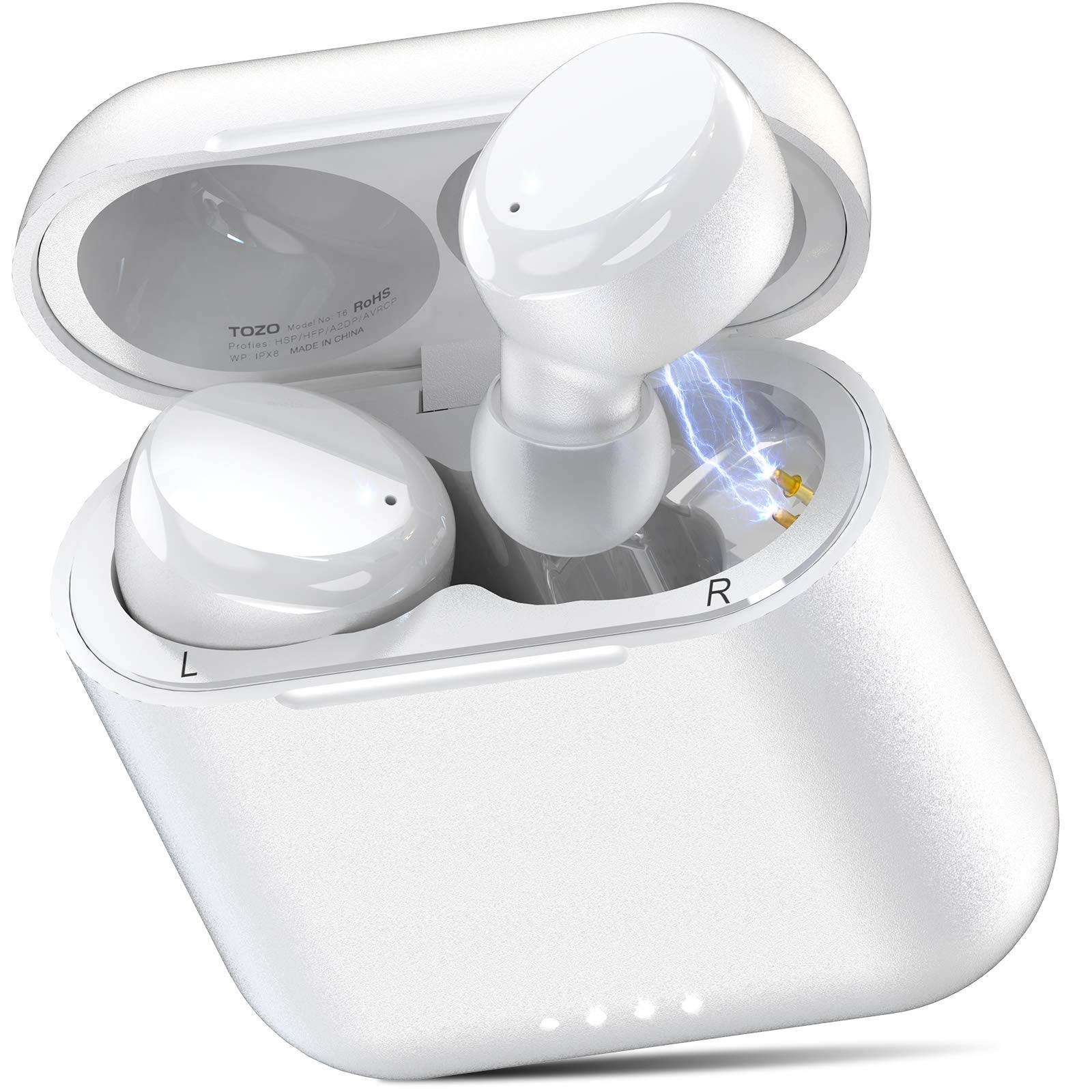 TOZO T6 True Wireless Earbuds Bluetooth Headphones Touch Control with Wireless Charging Case IPX8 Waterproof  Stereo Earphones in-Ear Built-in Mic Headset Premium Deep Bass for Sport