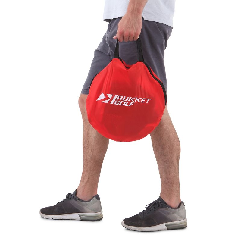 Rukket Sports Indoor/Outdoor Compact Foldable Pop-Up Practice Swing Training Golf Chipping Target Nylon Net, Red