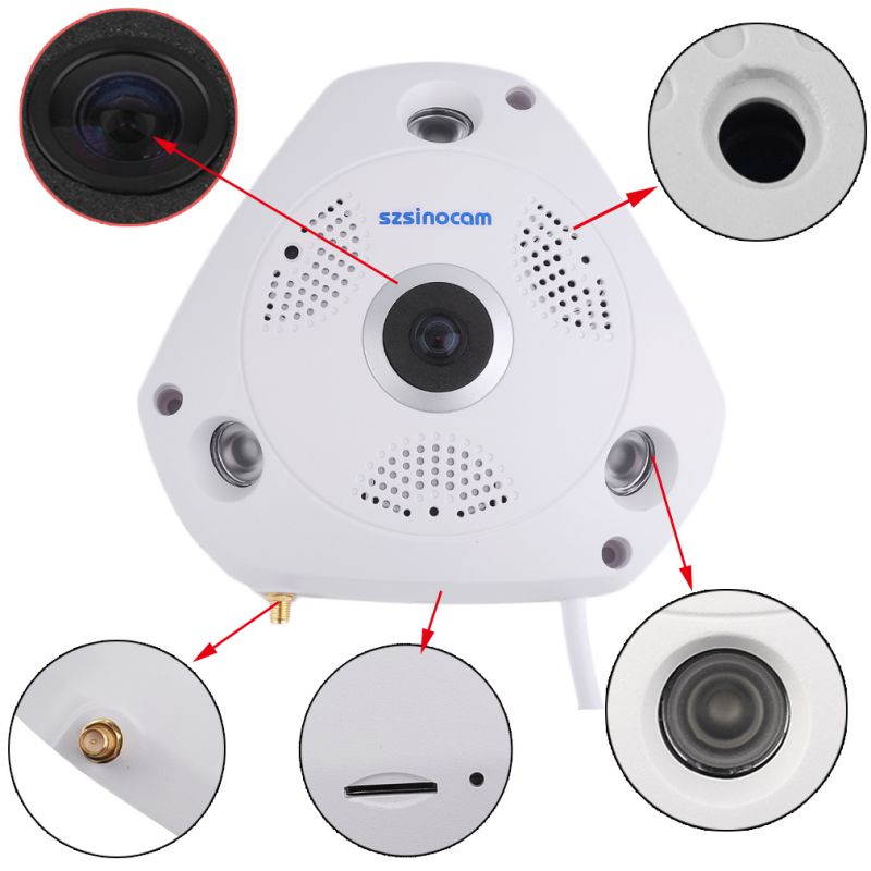 High Definition Mega Pixel Image Electronic PTZ Home Security Camera 360 Degree Full Range Viewing Camera White
