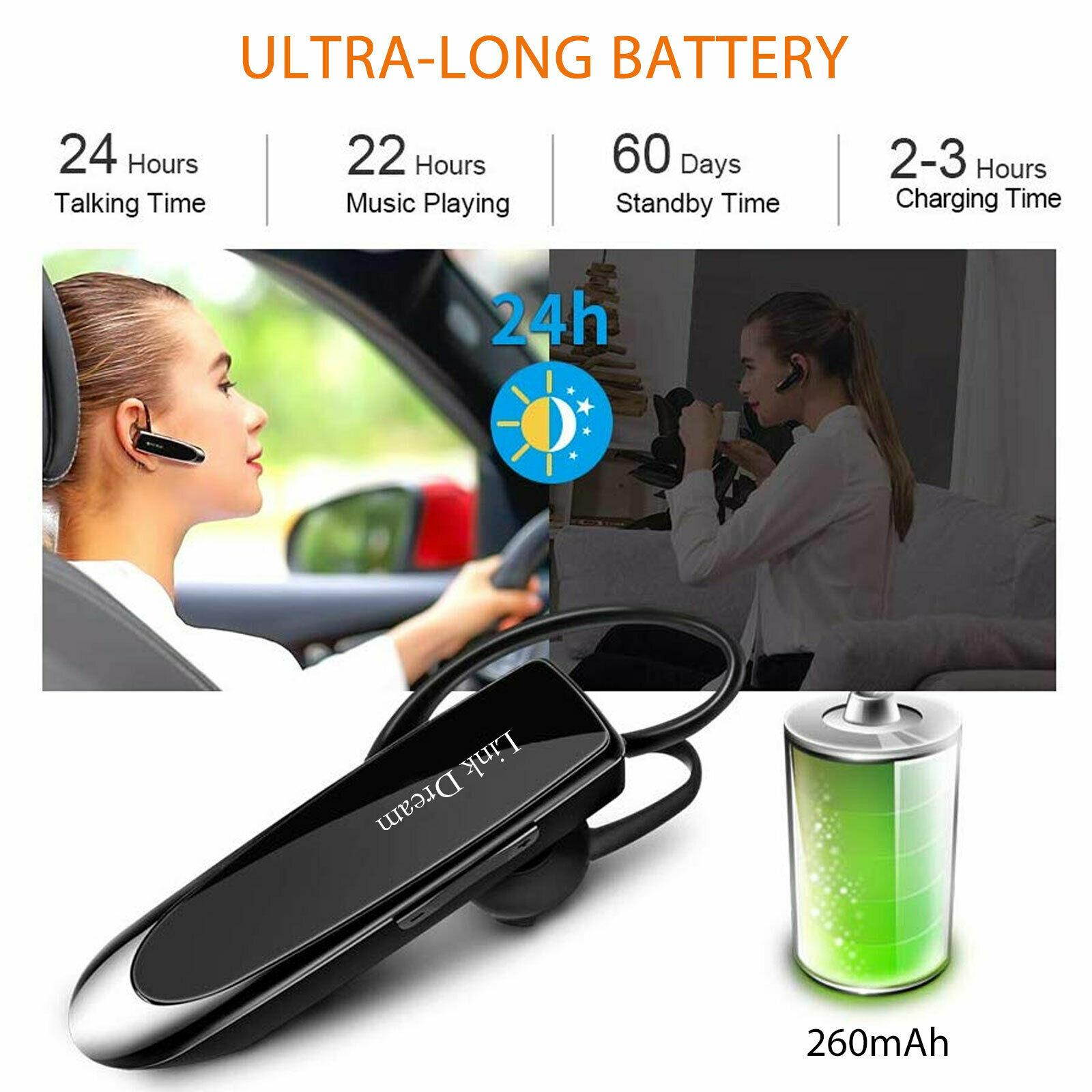 Wireless Bluetooth Noise Cancelling Trucker Headset Earpiece For Driving Black