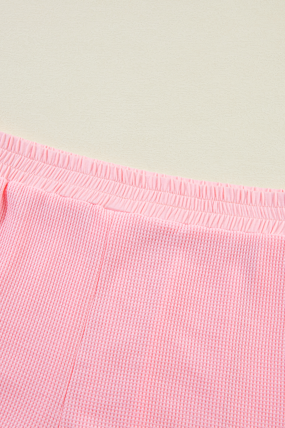 Rose Red Solid Waffle Knit Plus Size Two Piece Shorts Set