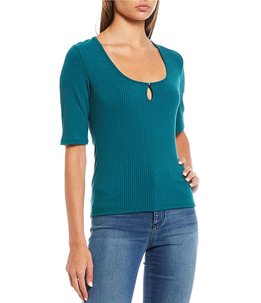 Guess Serena Short Sleeve Ribbed Knit Top