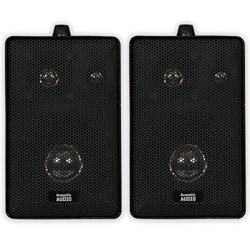 Acoustic Audio 251B Indoor Outdoor 3 Way Speakers 400 Watt Black Pair New