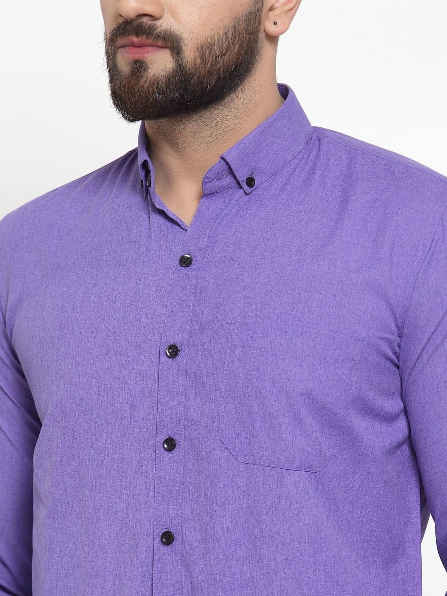 Jainish Voilet Regular Fit Self Pattern Shirt