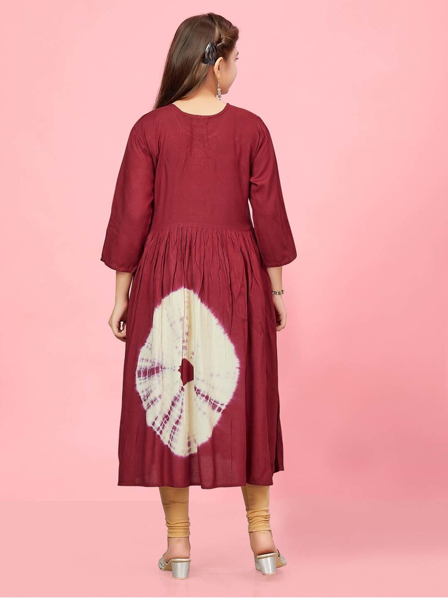 Aarika Kids Maroon Cotton Printed Kurti