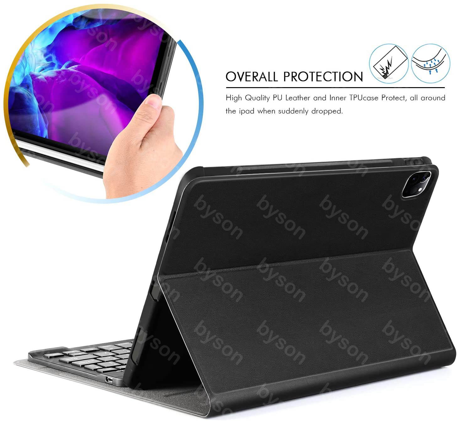 Ackmioxy iPad Pro 11 inch 2020 / iPad Pro 11 inch 2018 Keyboard Case, 2nd Generation, Detachable Wireless Bluetooth Keyboard with Pencil Holder,Magnetically Auto Sleep/Wake Leather Tablet Cover