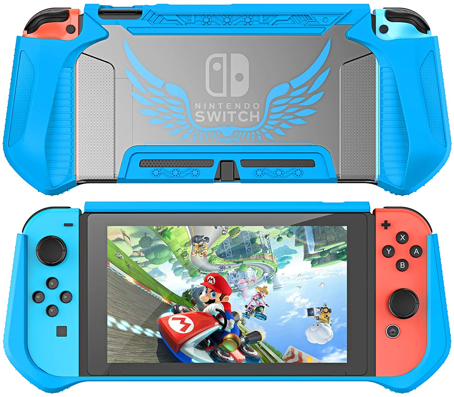 HEYSTOP Case Compatible with Nintendo Switch Case Screen Protector,TPU Protective Heavy Duty Cover Case for Nintendo Switch with Shock Absorption and Anti-Scratch (Blue)