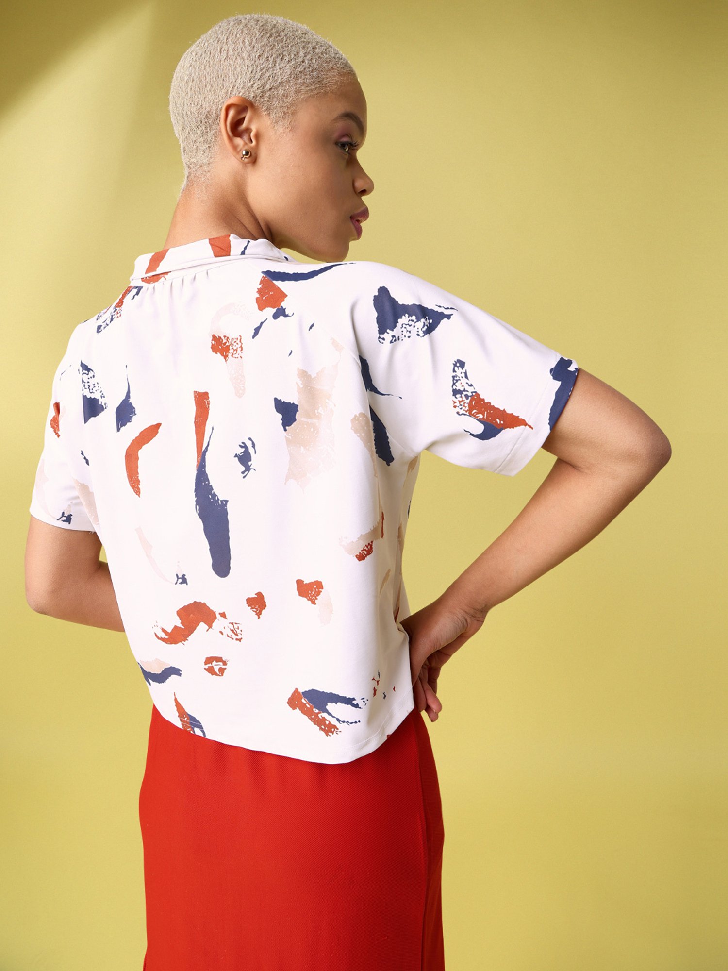 PURVAJA Beige Printed Top