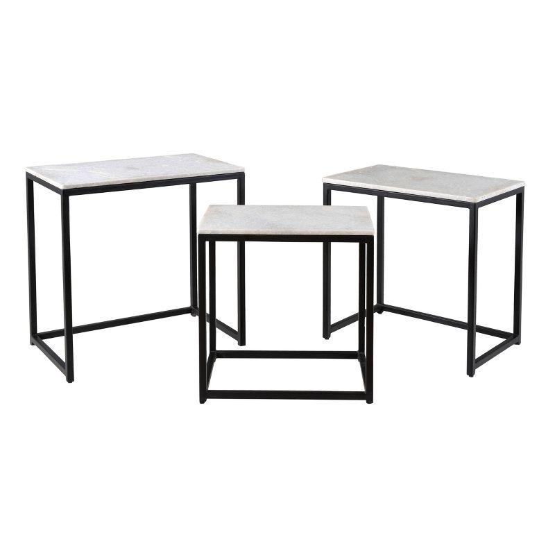 Set of 3 Ponga Nesting Tables Black - Treasure Trove Accents