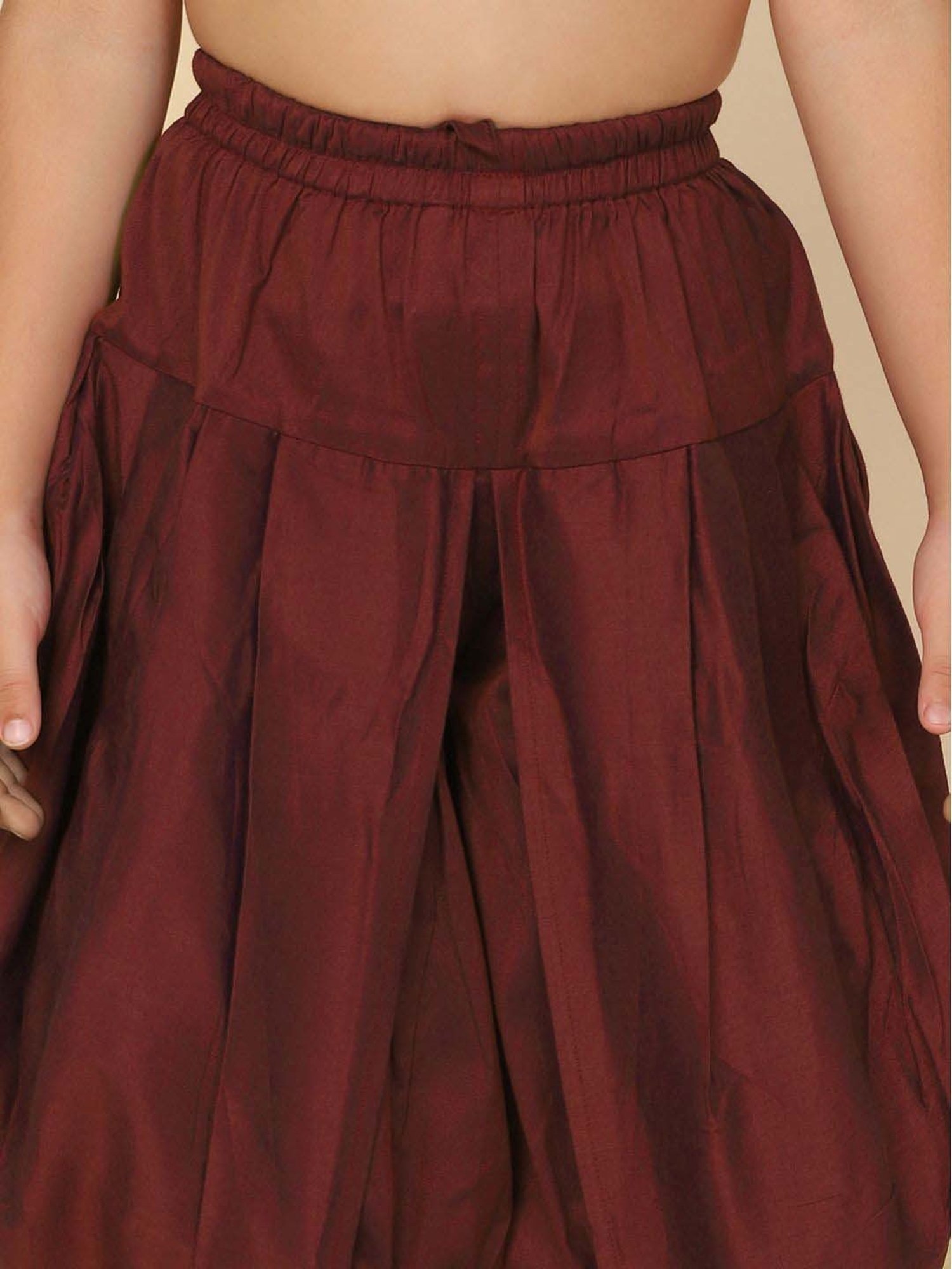 KISAH Boys Maroon Solid Dhoti