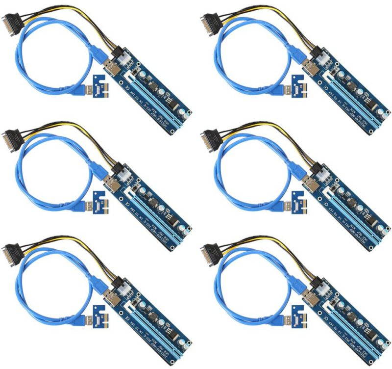 PCIe Riser, 6 Pack PCI Express 1x to 16x Powered Riser Adapter