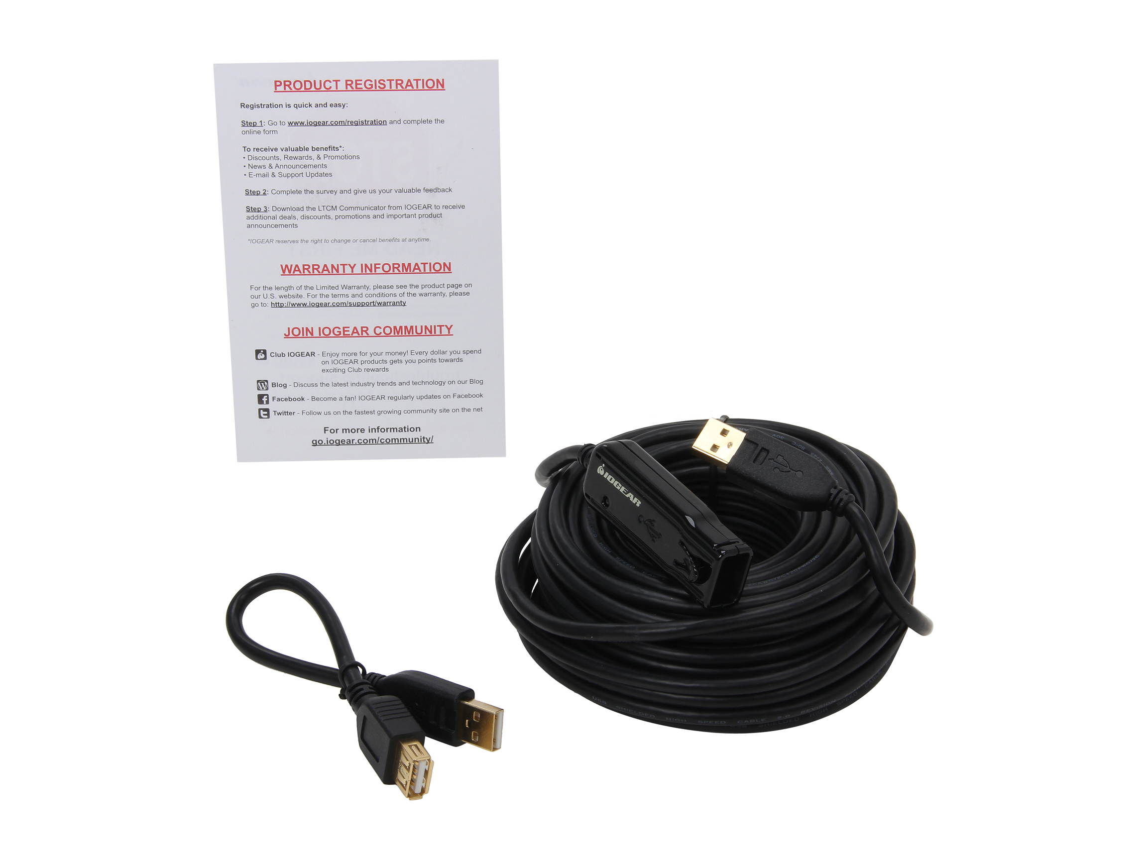 IOGEAR GUE2118 39 ft. Black Booster Extension Cable