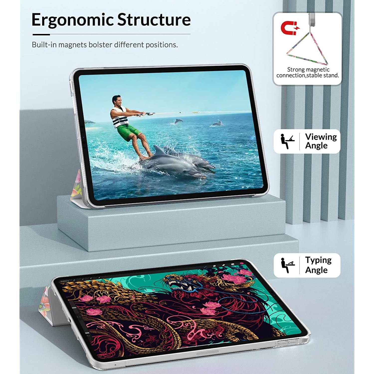 MoKo Case Fit New iPad Air 4, iPad Air 4th Generation Case 2020 10.9", Smart Trifold Stand Slim Folio Case Soft TPU Frosted Translucent Back Cover Fit iPad Air 4 2020,Auto Wake/Sleep,Fragrant Flowers