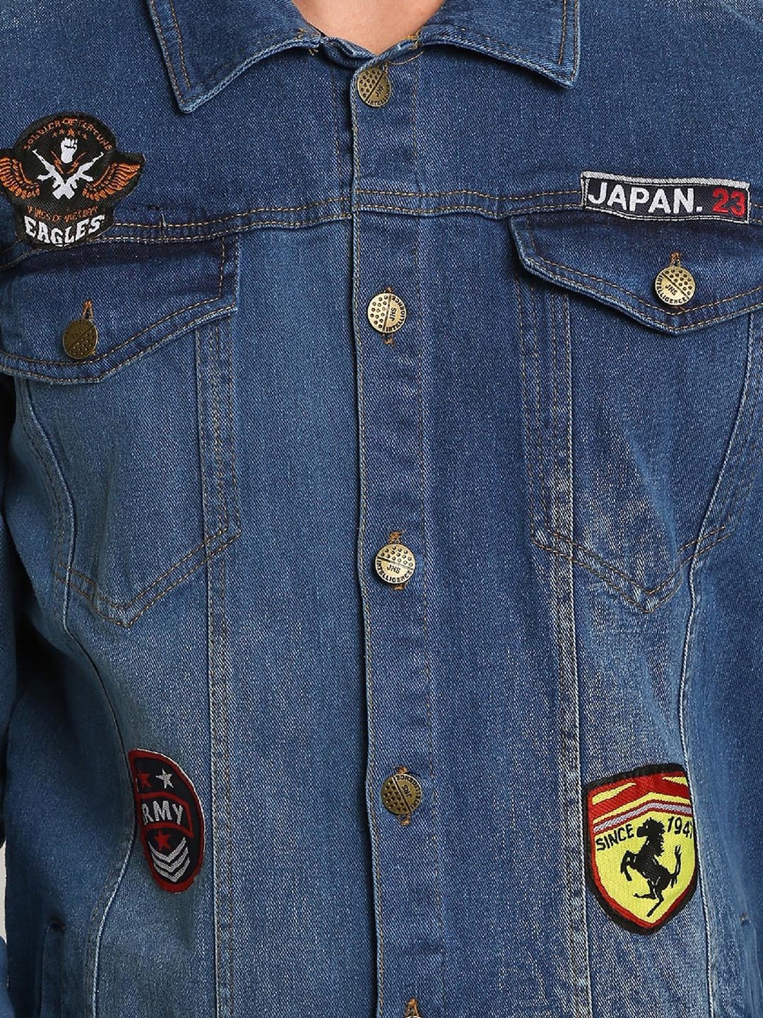 VOXATI Blue Full Sleeves Shirt Collar Denim Jacket