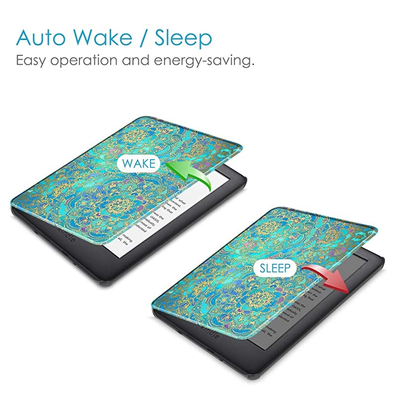 Slimshell Case for All-New Kindle (10th Generation, 2019 Release) - Lightweight Premium PU Leather Cover with Auto Sleep/Wake (NOT Fit Kindle Paperwhite or Kindle 8th Gen), Shades of Blue