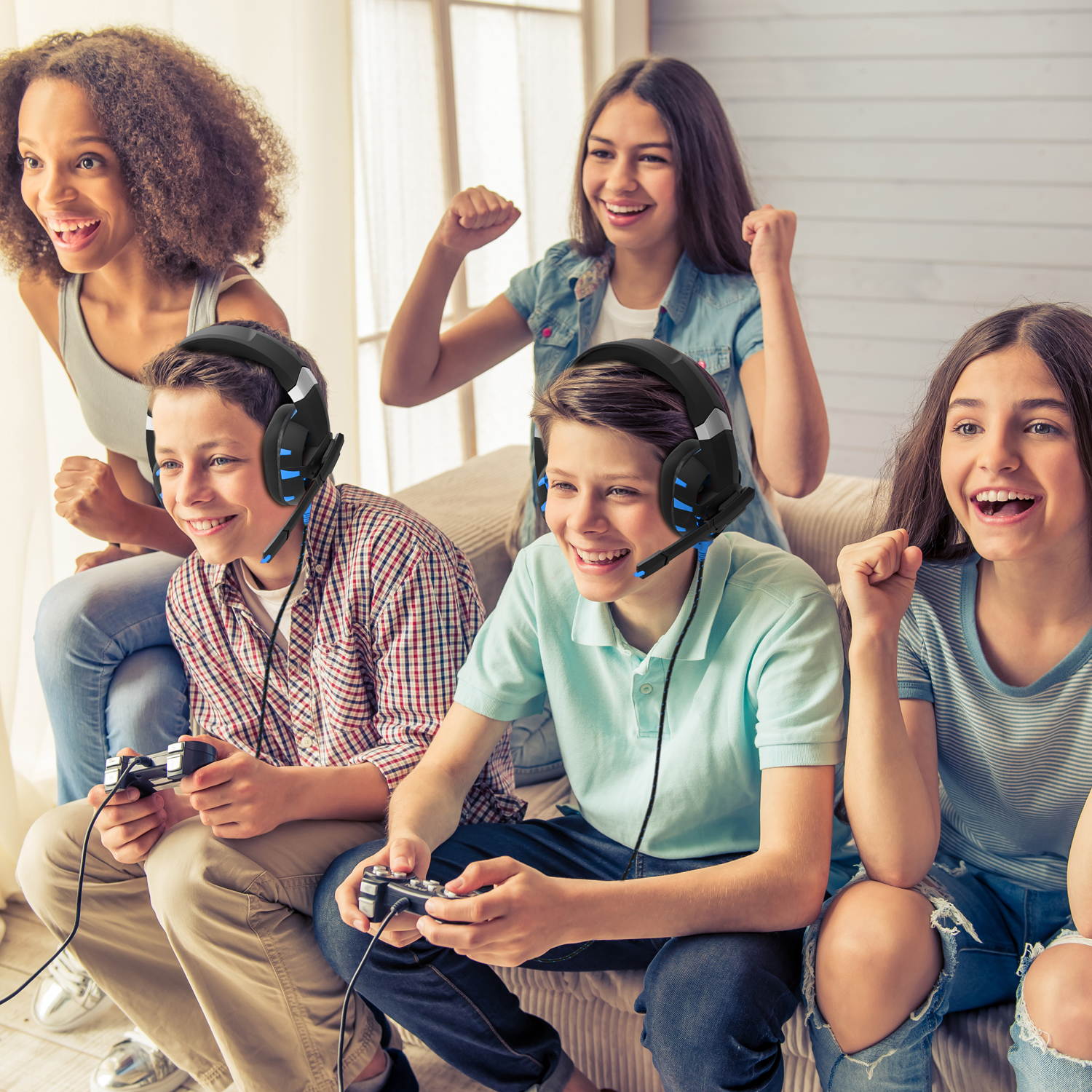 K2PRO Gaming Headset with 7.1 Surround Sound Stereo, PS4 Headset with Noise Canceling Mic & LED Light, Compatible with PC, PS4, Nintendo Switch