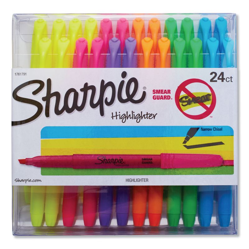 Sharpie Pocket Style Highlighters, Chisel Tip, Assorted Colors, 24/Pack 1761791