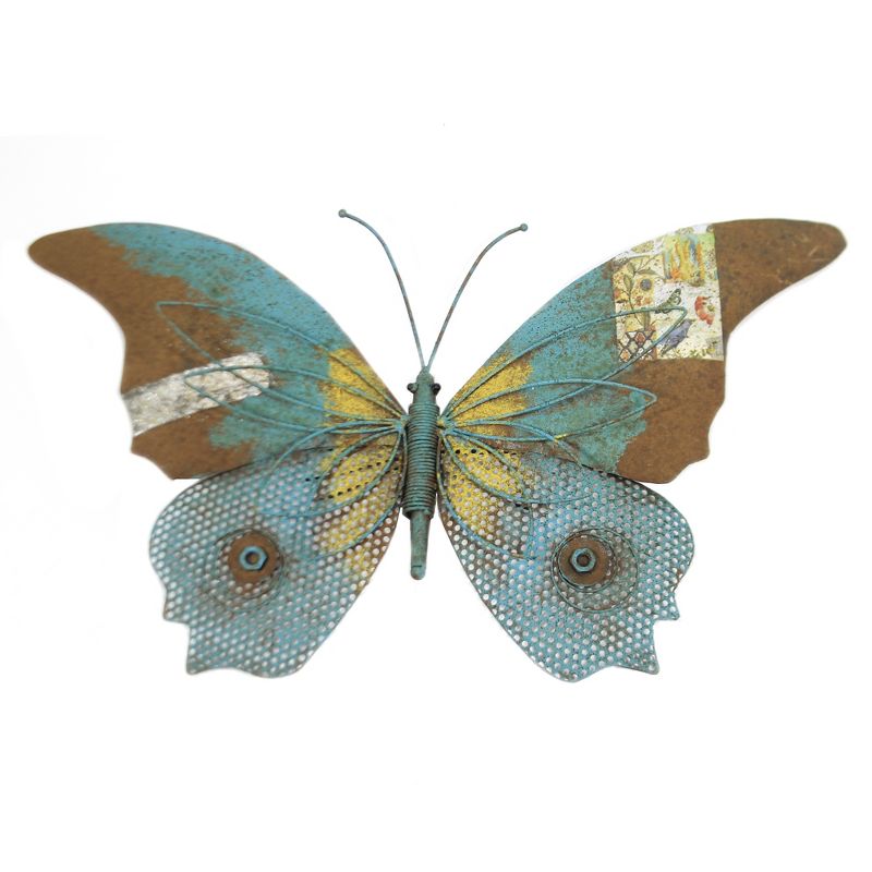 Home & Garden 16.5" Rustic Wall Decor Butterfly Bl Decoupage Nuts Bolts Regal Art & Gift  -  Decorative Wall Sculptures