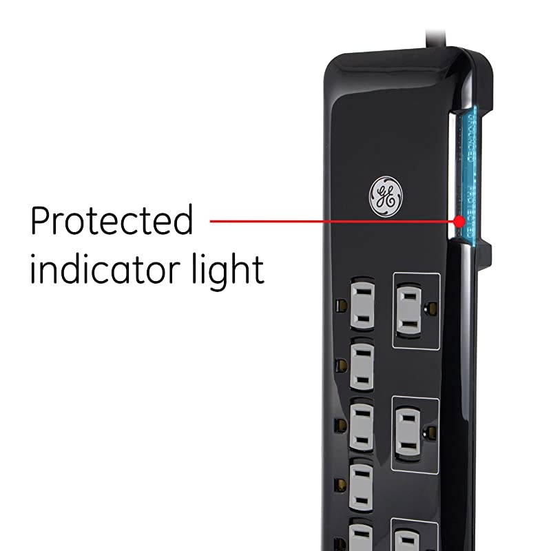 Sur Protector 8 Outlet Power Strip ExtraLong 8ft Power Cord Flat Plug Power Filter Circuit Breaker 2160 Joules Warranty Black 37870