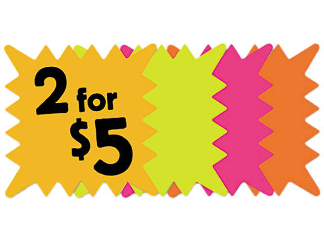 COSCO 090244 Die Cut Paper Signs, 5 1/4 x 5 1/4, Square, Assorted Colors, Pack of 48 Each