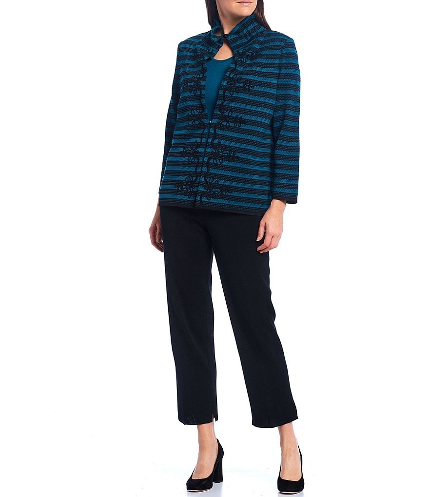 Ming Wang Flocked Soutache Ruffle Collar Jacket