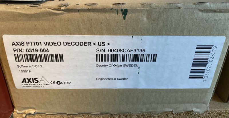 AXIS P7701 1 CHANNEL DECODER H.264 AXIS Communications Video Encoder, New