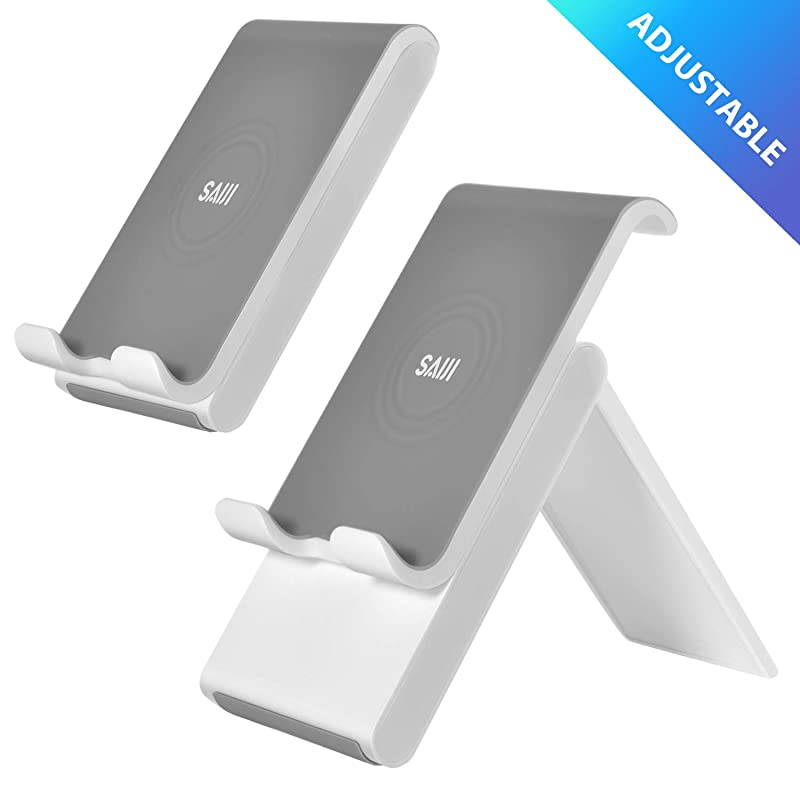 Cell Phone Stand Adjustable Cellphone Ipad Stand Foldable Phone Holder for Desk with AntiScratch Base and Charging Dock Compatible Universal Smartphones Gray