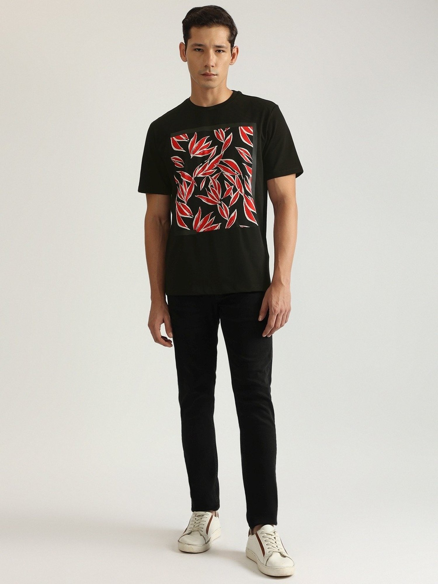 Antony Morato Black Pure Cotton Regular Fit Printed T-Shirt