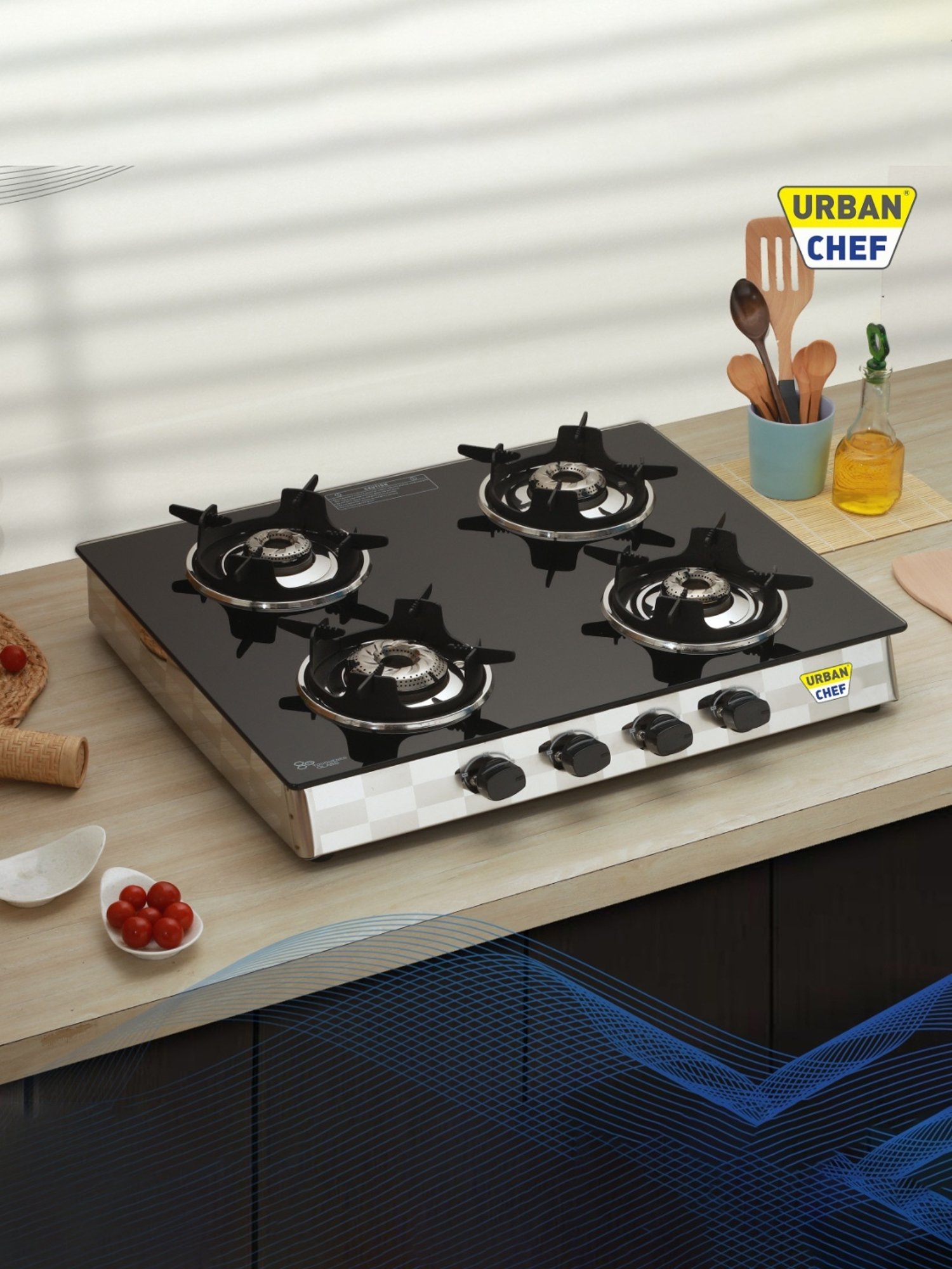 Urban Chef Gas Stove with 4 burners ( Black )