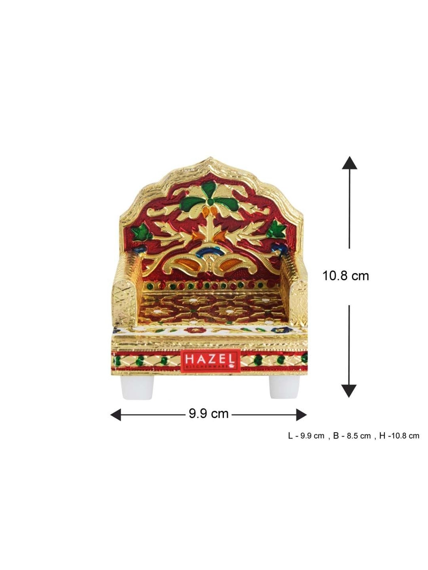 HAZEL Gold & Red Wood Puja Murti Meenakari Mini Sinhasan - Set of 1