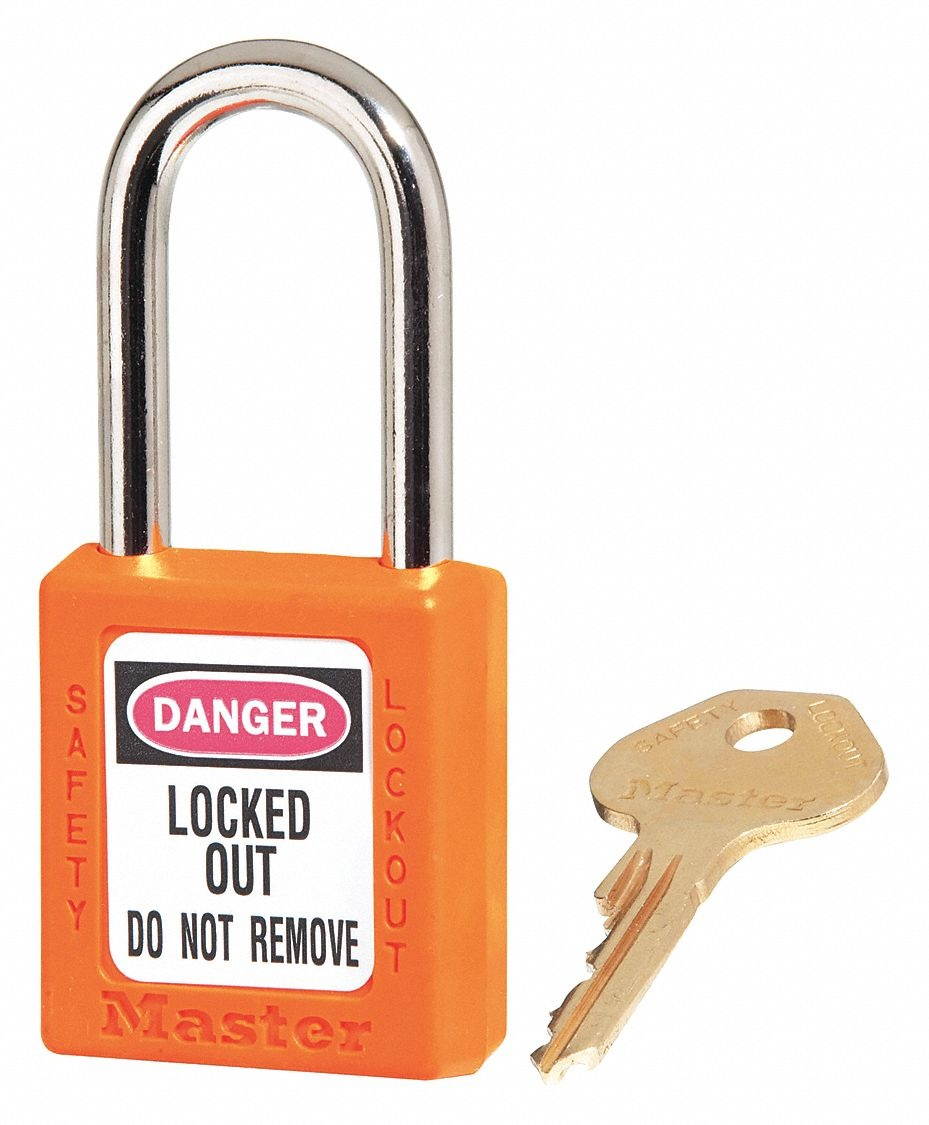 MASTER LOCK 410KAORJ Lockout Padlock,KA,Orange,1-3/4"H