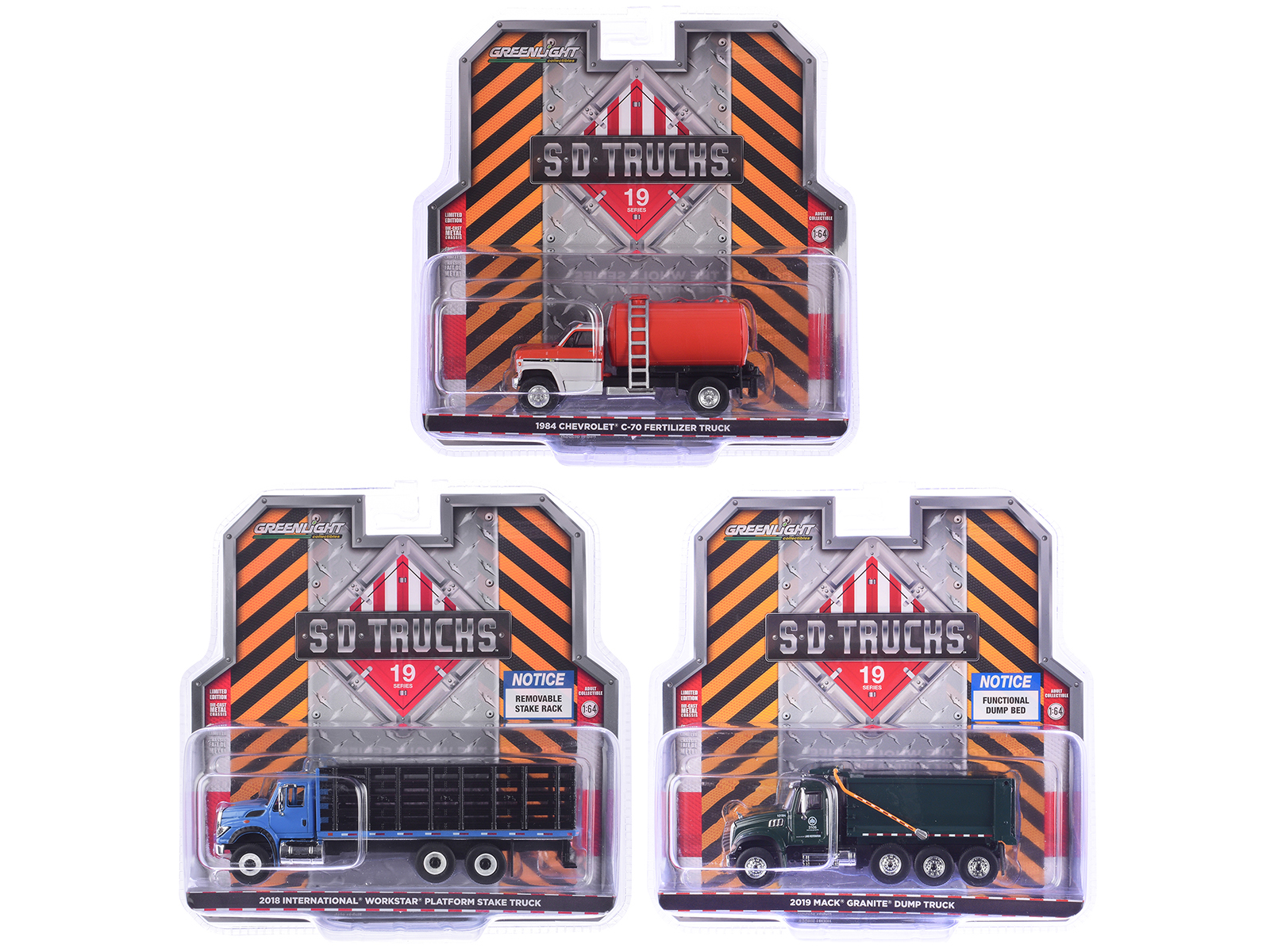 "S.D. Trucks" Series 19 Set of 3 pieces 1/64 Diecast Models by Greenlight