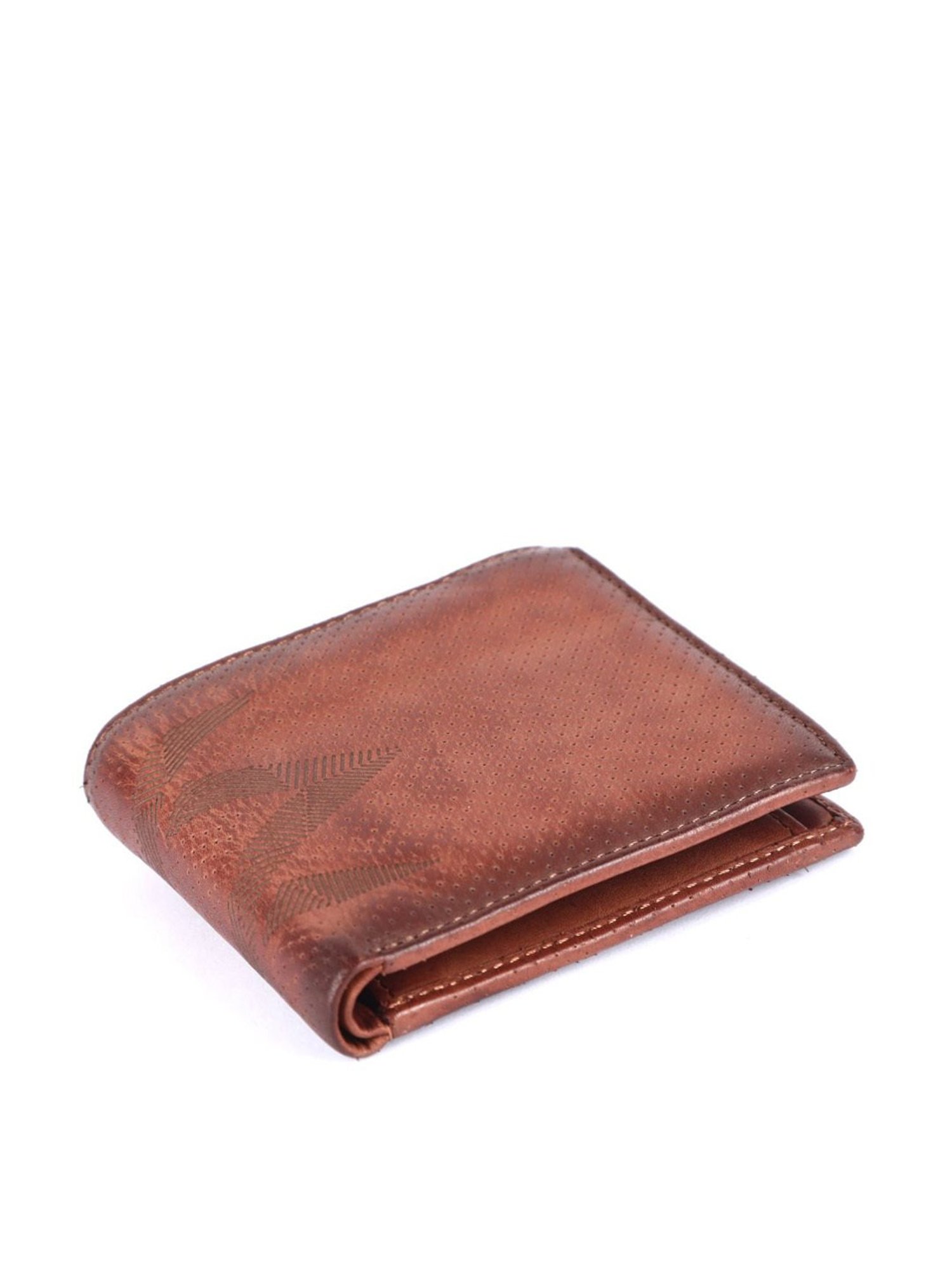 KOMPANERO Theo Cognac Leather Textured Bi-Fold Wallet
