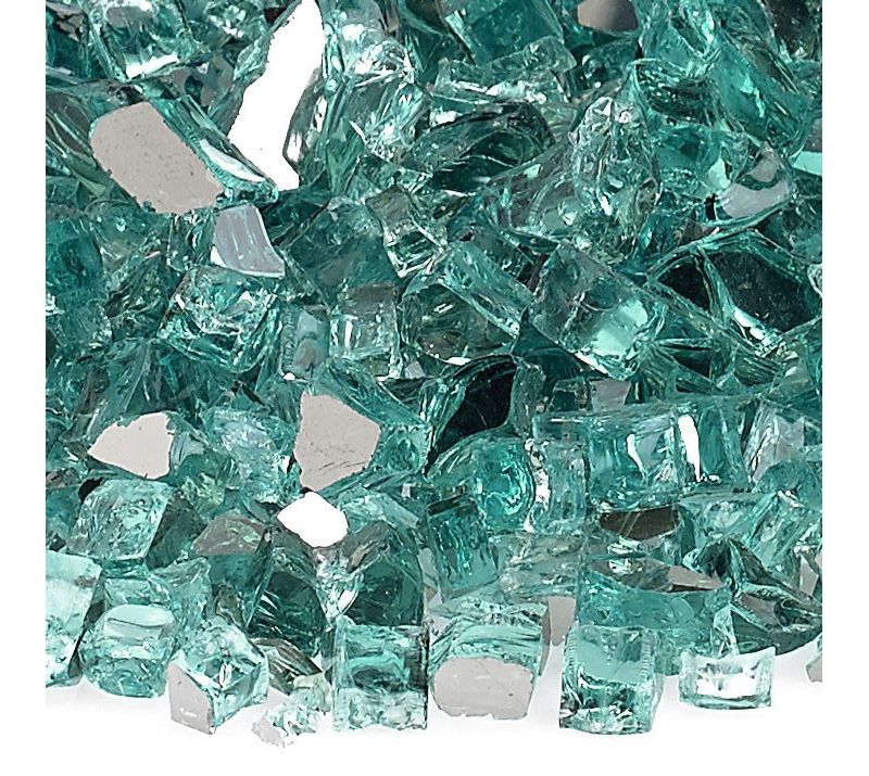 American Fire Glass 1/4 Inch Reflective Tempered Fireplace Glass, 10 Pound Bag, Azuria Blue