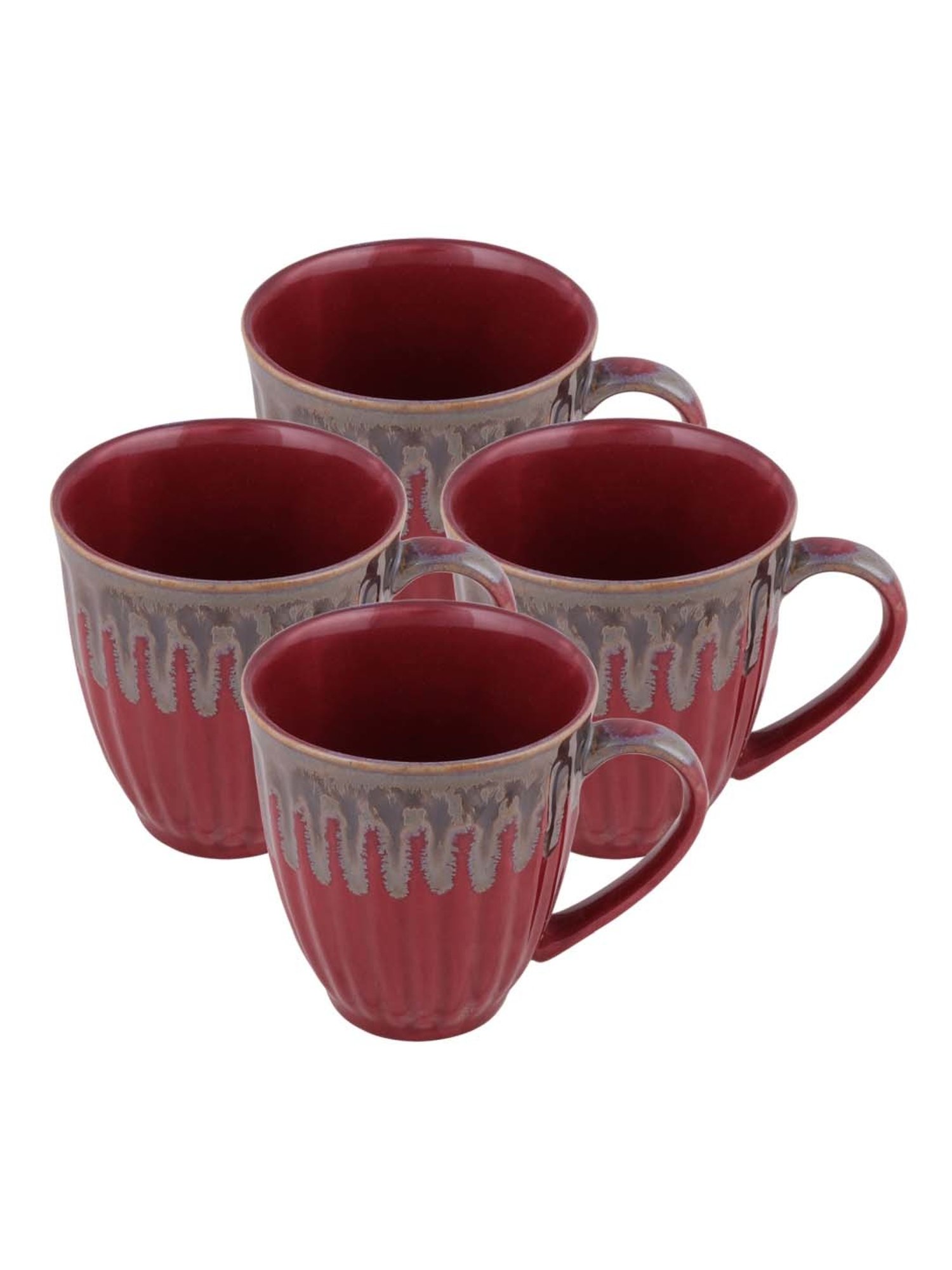Homesake 'Altered Glaze Latte Melon' Red & Grey Ceramic Mug (0.26 L) - Set of 4