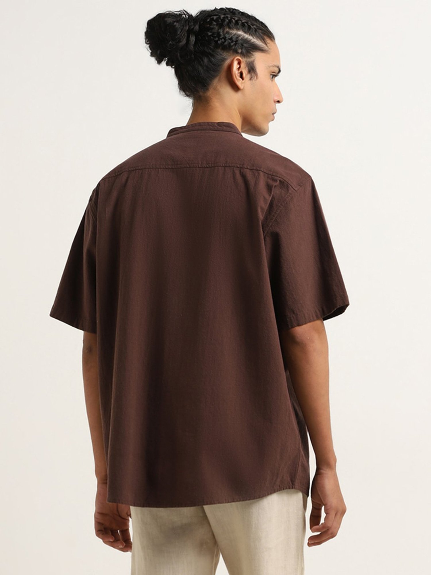 ETA by Westside Dark Brown Slim-Fit Cotton Shirt