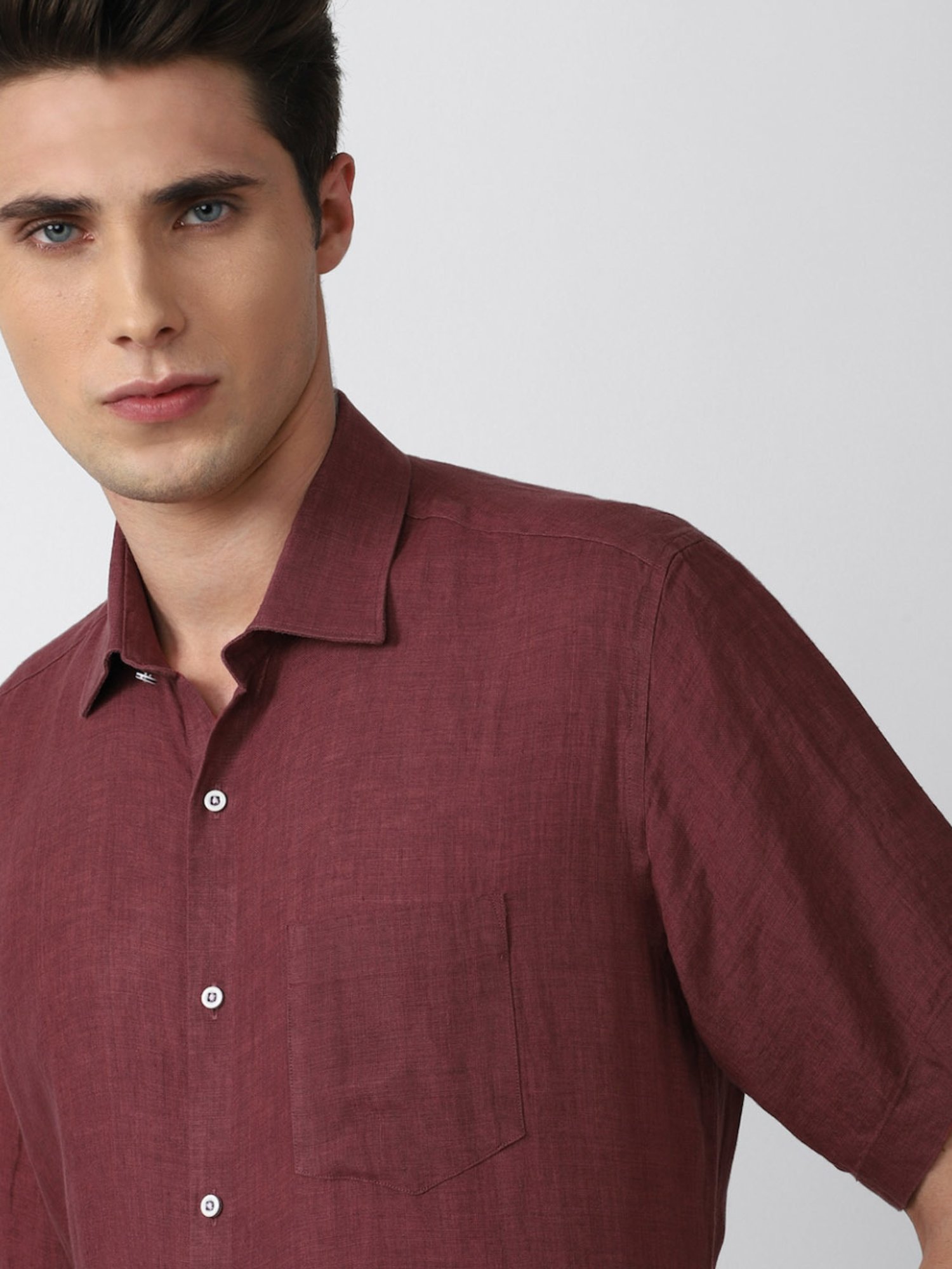 Van Heusen Maroon Regular Fit Texture Shirt