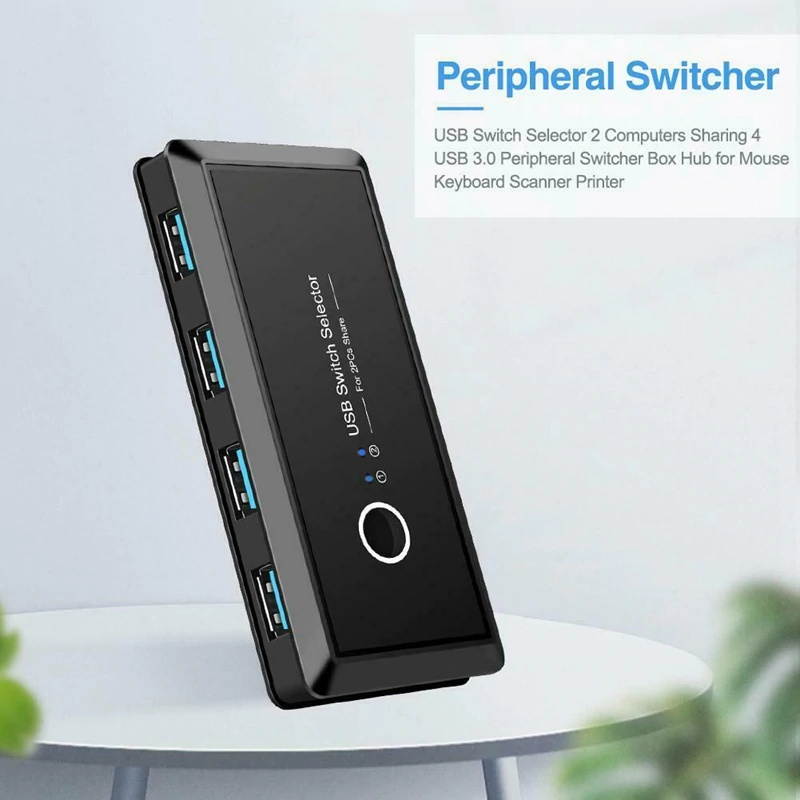 Switch Box USB 3.0 Switcher 2 Port PCs Sharing 4 USB Devices for Keyboard Printer Monitor USB Switch