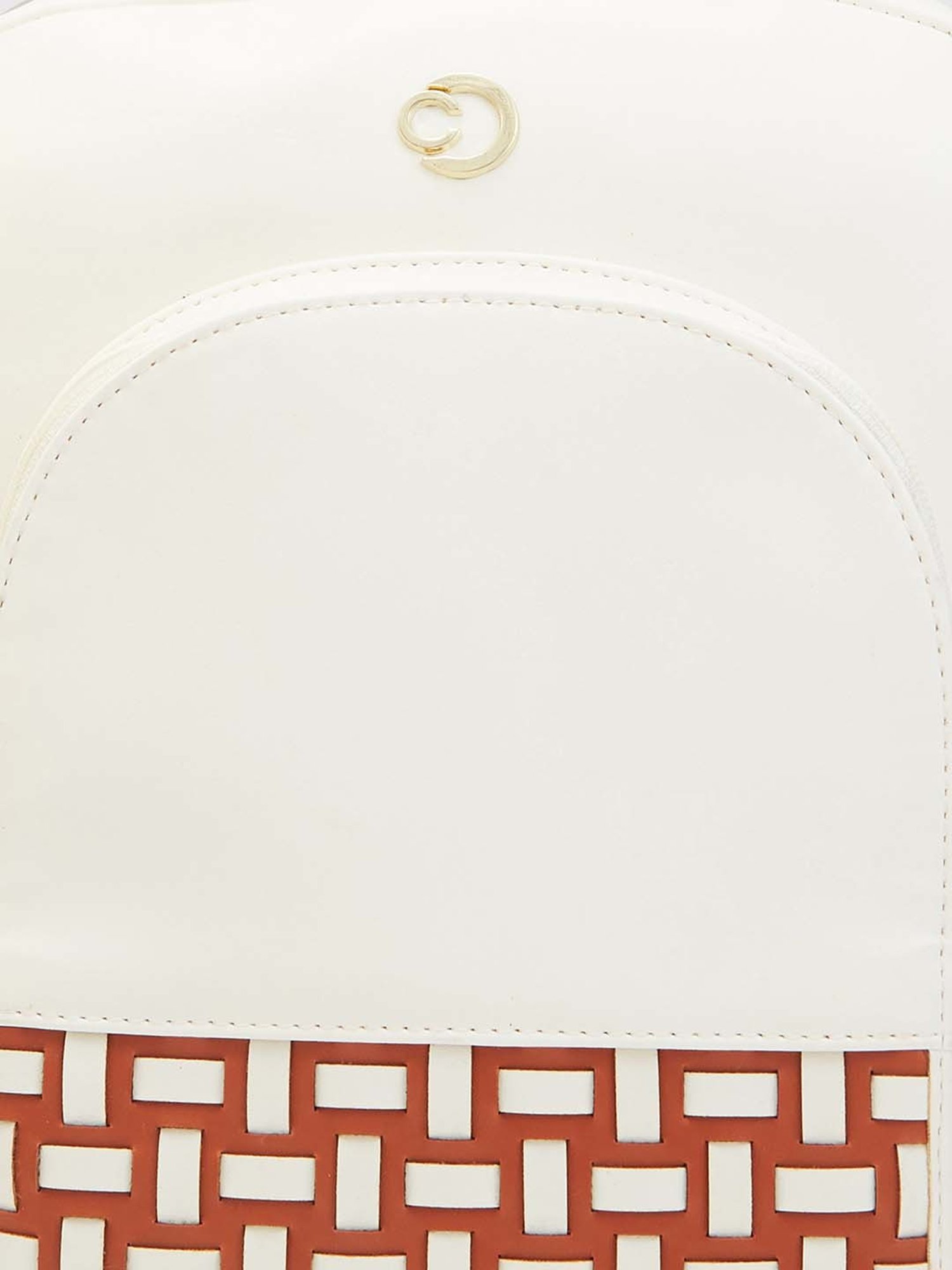 Caprese ZETA White Faux Leather Large Backpack