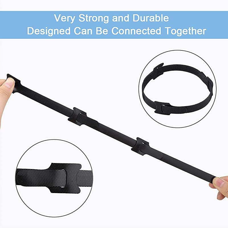 60PCS 6 Inches Reusable Cable Ties  Adjustable Cord Straps Cable Organizer Cord Wrap and Hook Loop Cords Management Black