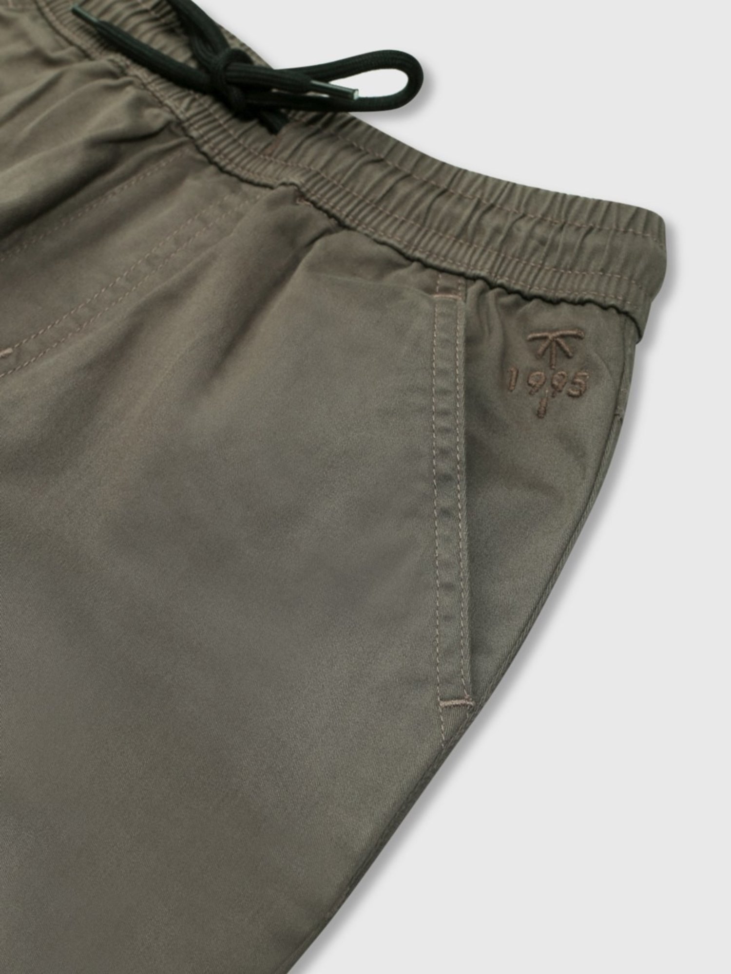 Palm Tree Boys Green Cotton Regular Fit Trousers