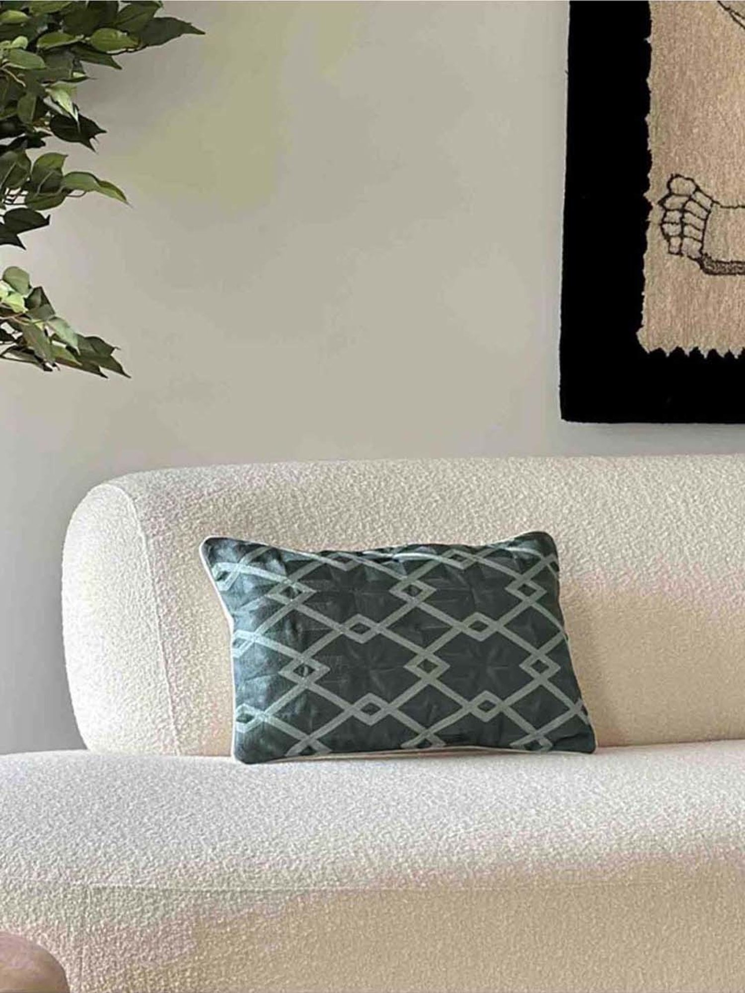 Mason Home Multicoloured Geometric Embroidered Lumbar Cushion Cover