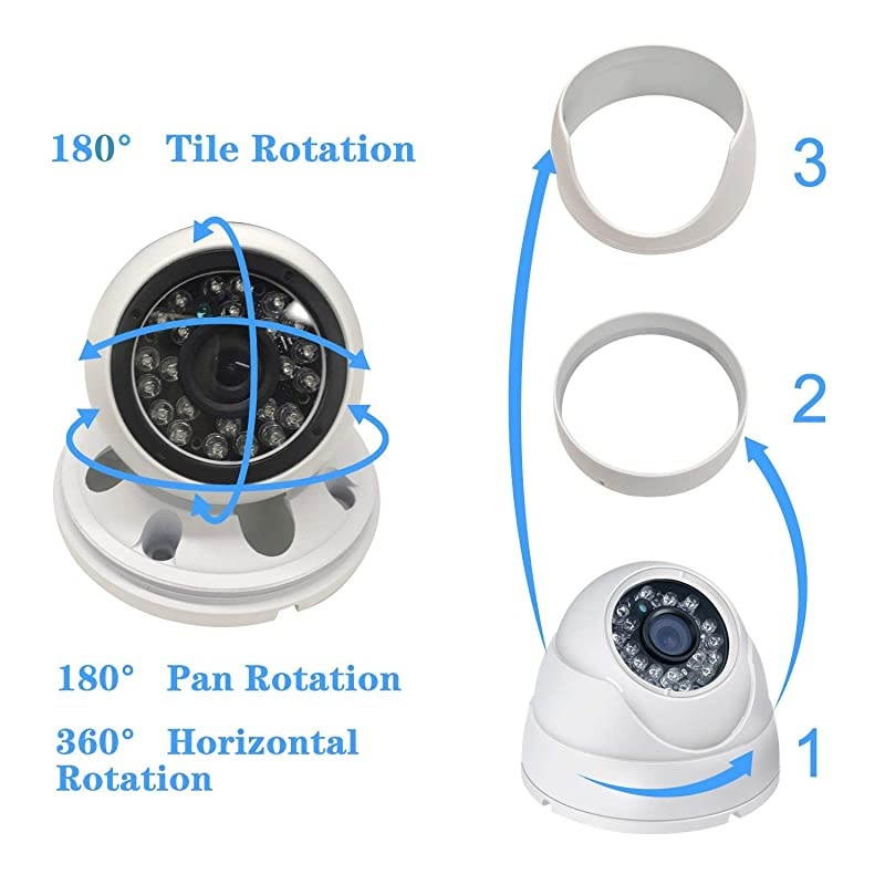 1080P Dome HD Analog Outdoor Security Camera Quadbrid 4in1 HDCVITVIAHDAnalog 2MP 1920x1080 65ft Night Vision Metal Housing 36mm Lens White