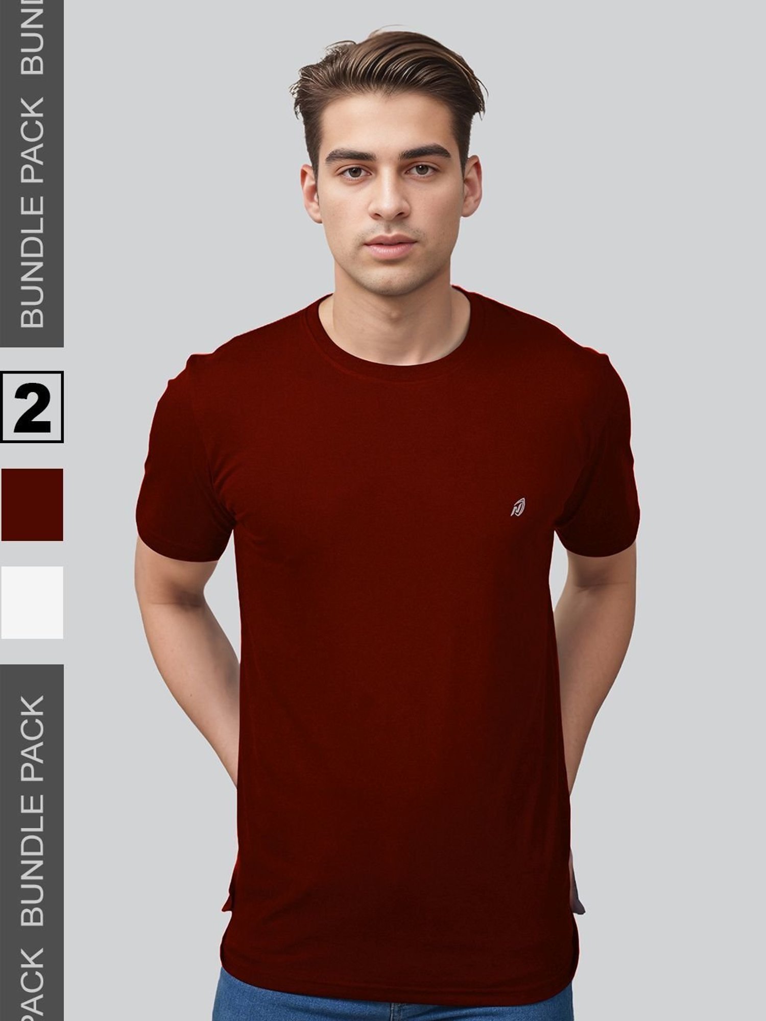 Lux Nitro Maroon & White Regular Fit T-Shirt