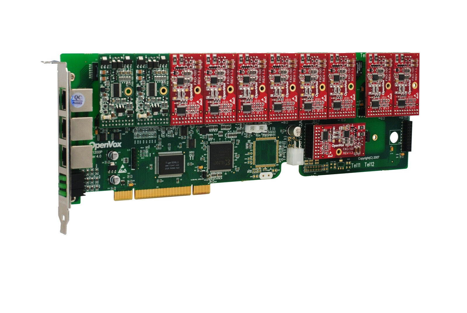 OpenVox A1200P0209 12 Port Analog PCI Base Card + 2 FXS + 9 FXO