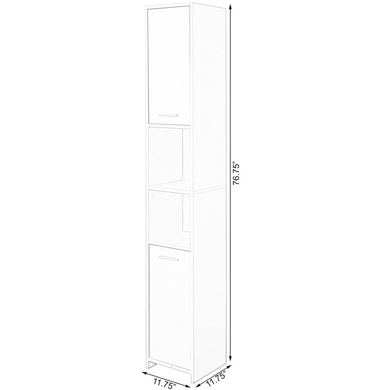 Basicwise Standing Bathroom Linen Tower Storage Cabinet, White