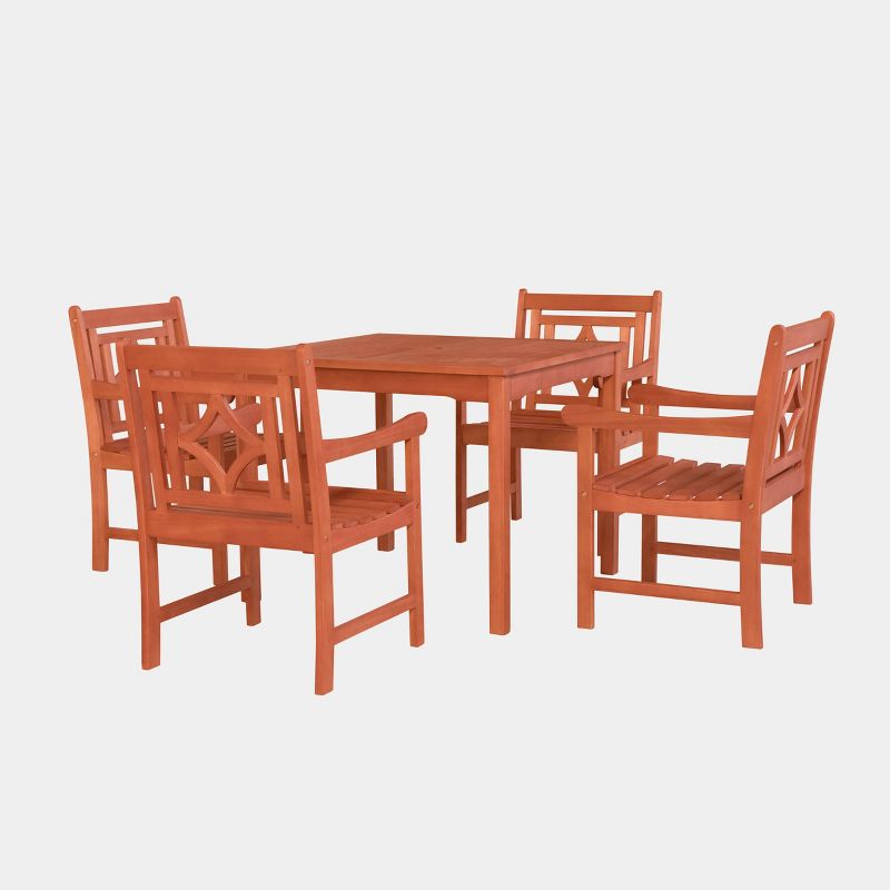 Malibu 5pc Wood Outdoor Patio Stacking Dining Set - Tan - Vifah