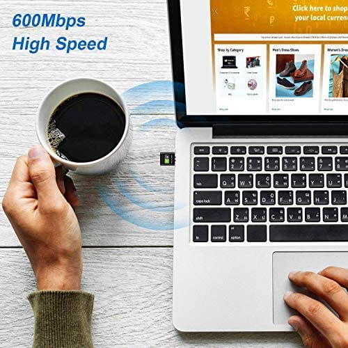 AC600 USB WiFi Adapter, 600Mbps Dual Band 2.4/5Ghz (2.4G/150Mbps+5G/433Mbps) Wireless Adapter Network External Receiver, Mini WiFi Dongle for PC/Laptop/Desktop